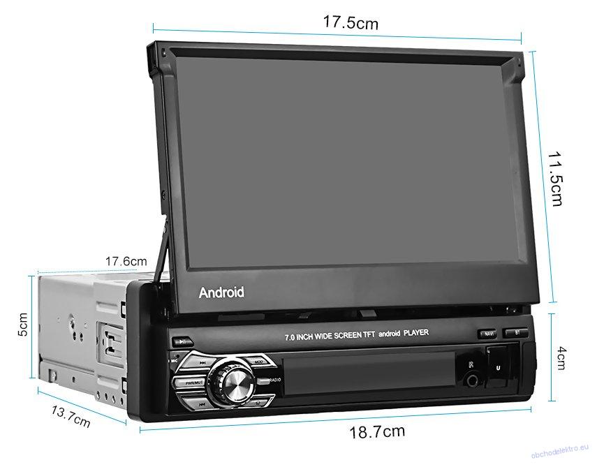 1DIN USB SD GPS navigace Android 10 2GB/32GB