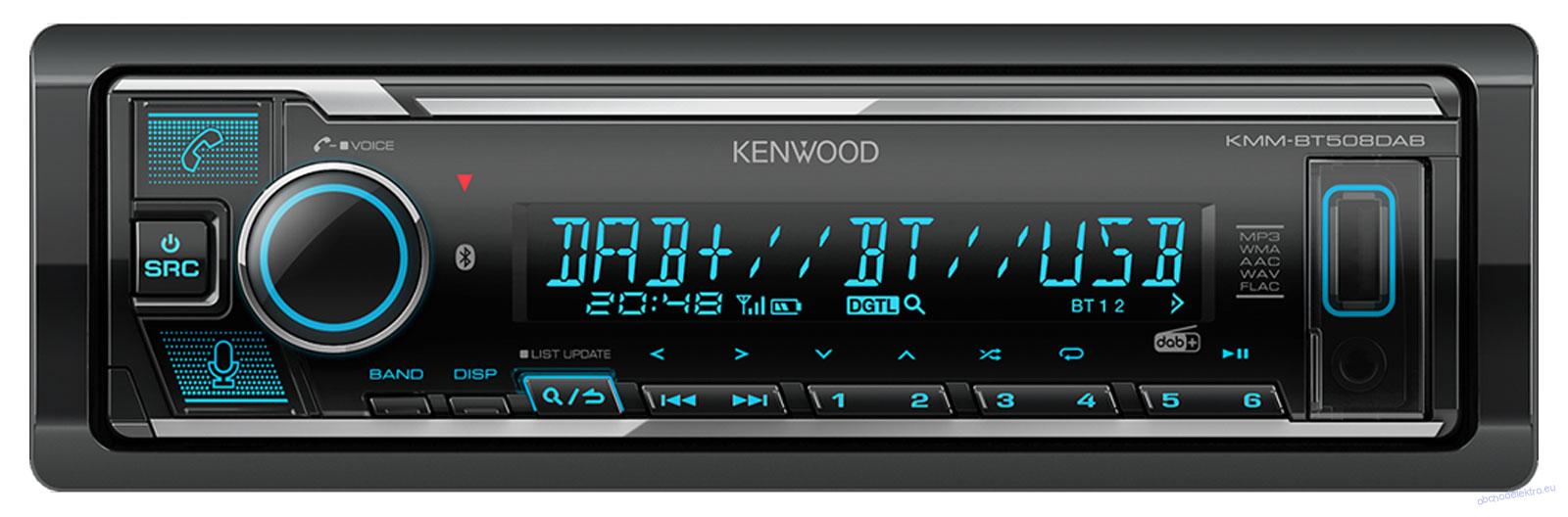 Kenwood KMM-BT508DAB - Autorádio s MP3 přehrávačem, DAB, Bluetooth, USB, iPod a AUX-IN