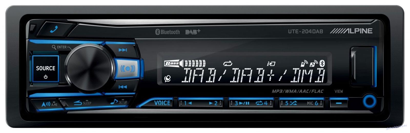 Alpine UTE-204DAB - MP3 autorádio s DAB / Bluetooth / USB / iPod / Aux-In