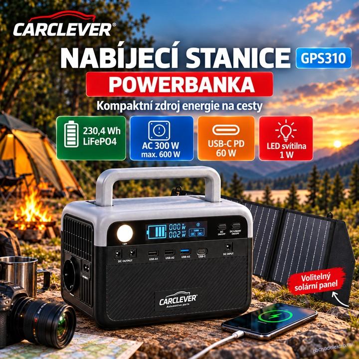 Nabíjecí stanice CARCLEVER - powerbanka, 230,4 Wh, AC-300W
