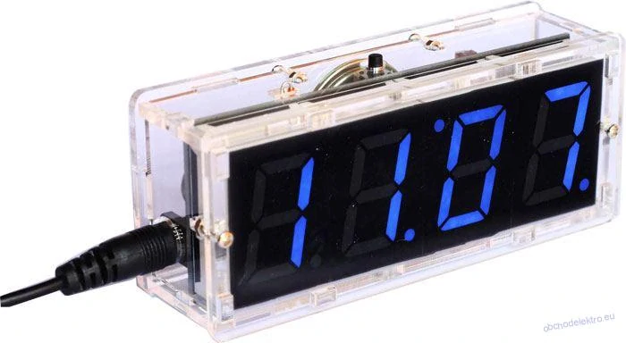 Digitální hodiny LED- Modré s teploměrem a reproduktorem STAVEBNICE