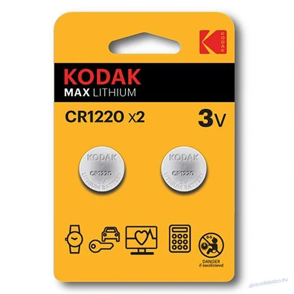 Baterie Kodak CR1220 3V lithiová 2-pack