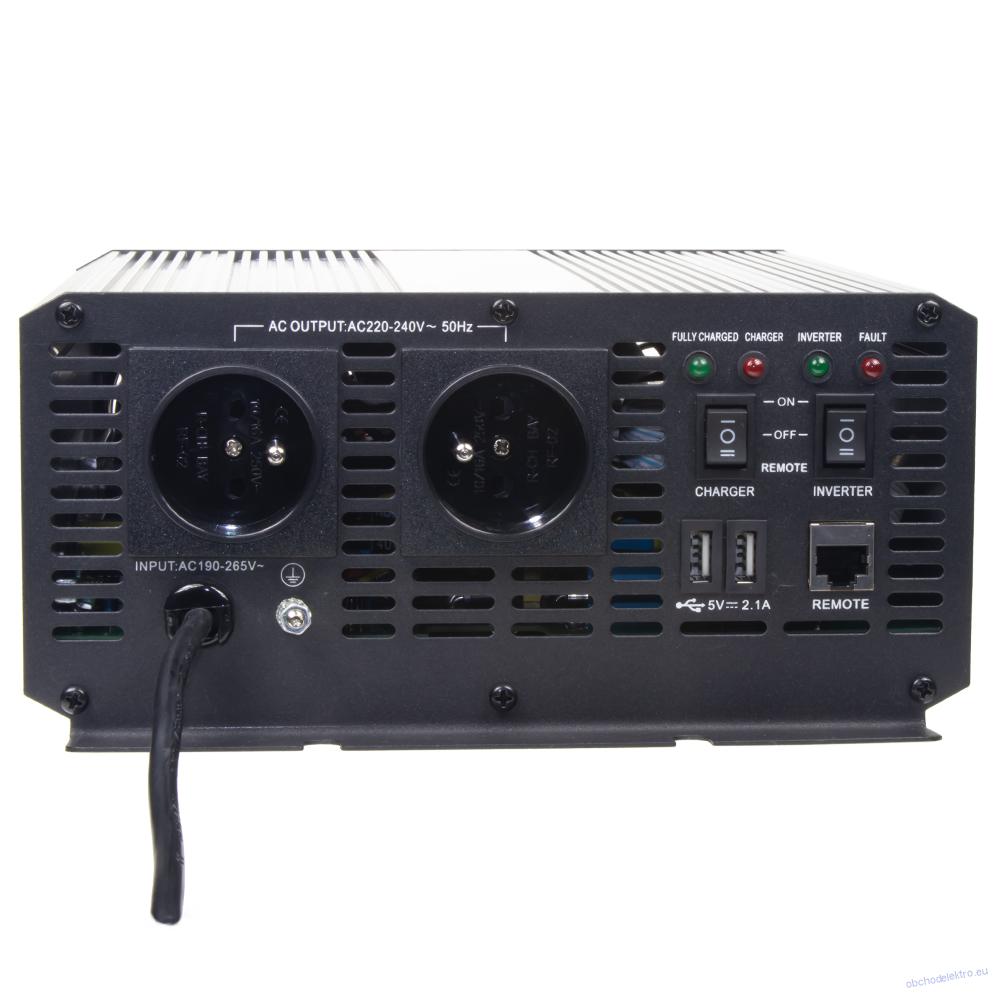 Autonabíječka 12V/10A + měnič sinus 600W 12/230V, UPS