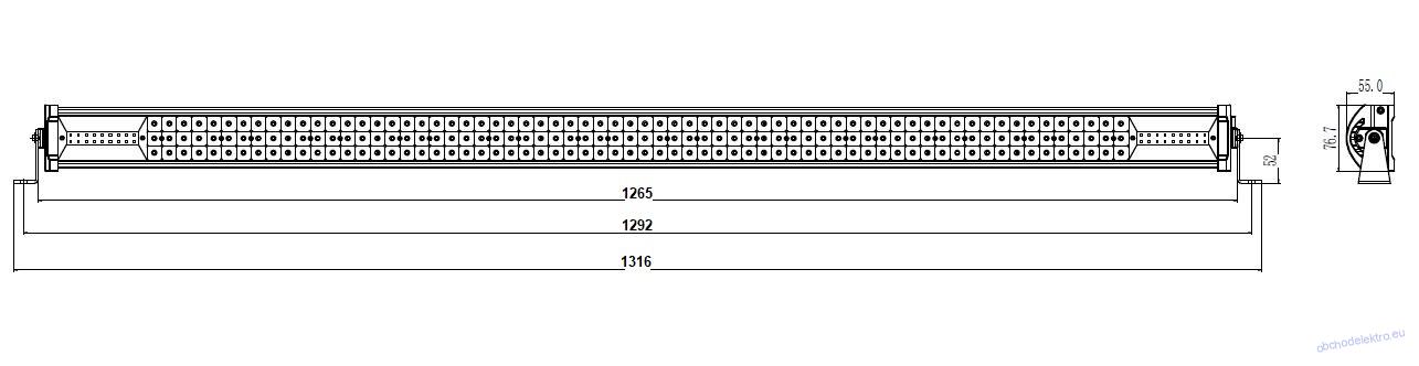 LED rampa, 216x3W, 1270mm, ECE R10