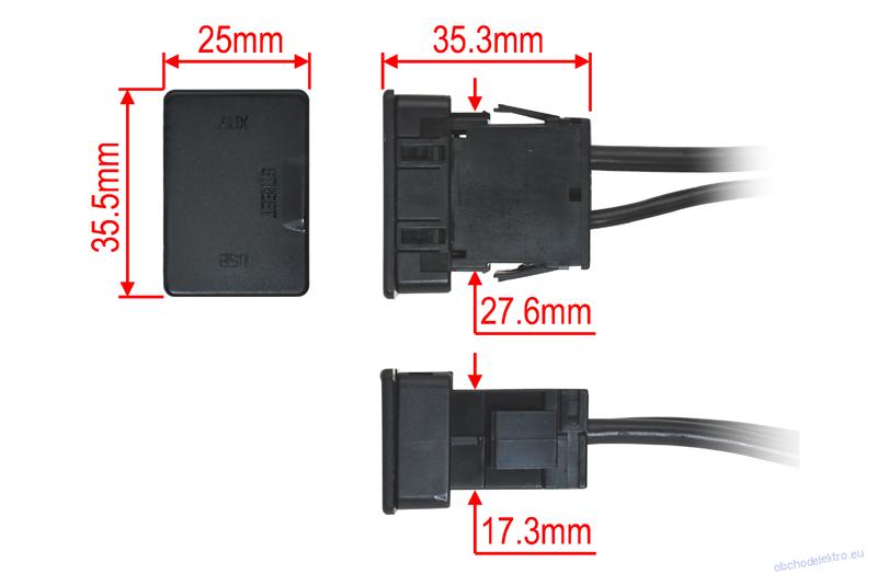 USB + JACK zásuvka s kabelem