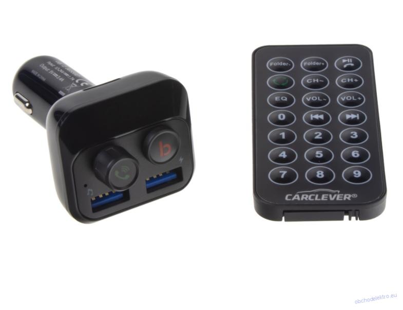 Bluetooth/MP3/FM modulátor bezdrátový s USB/SD portem do CL s Bass Booster, dálkovým ovladačem