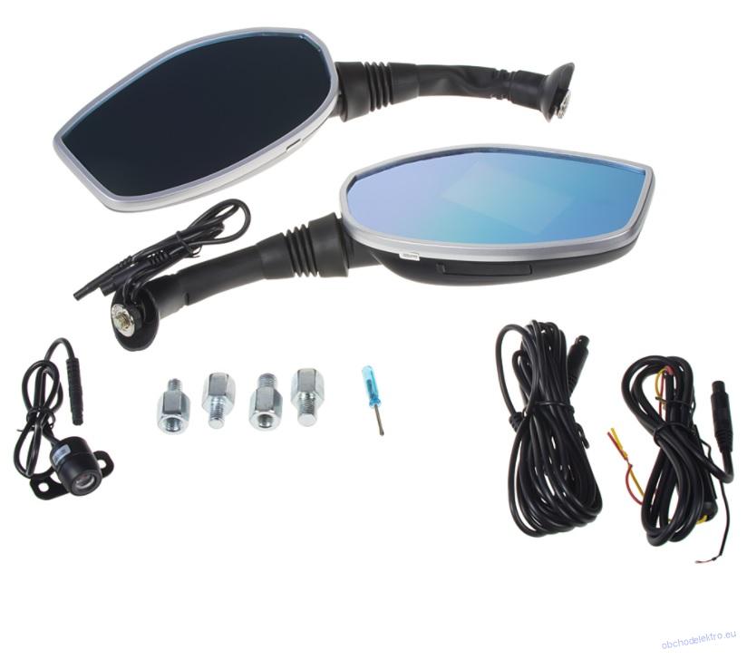 Motocyklová DUAL HD kamera integrovaná v zrcátku s 2,7" LCD