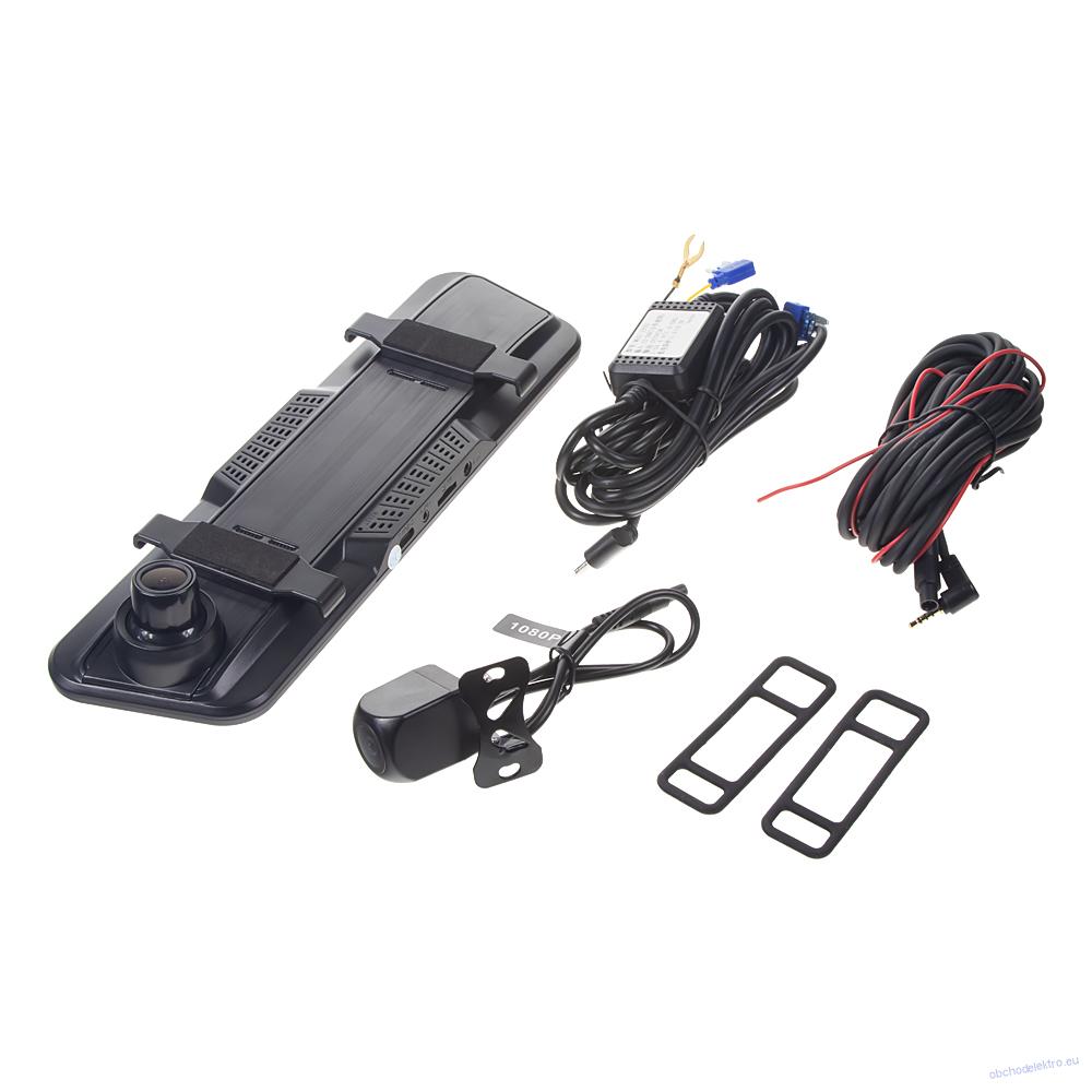 Monitor 9,66" s Apple CarPlay, Android auto, Bluetooth, Dual DVR v zrcátku