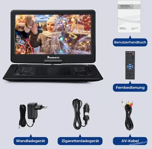 Přenosný DVD přehrávač s HD otočnou obrazovkou, HDMI USB