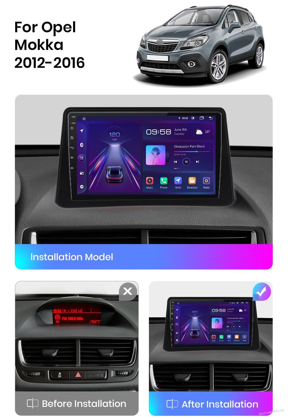 Android 12 GPS navigace pro vozy Opel Mokka 2012-16