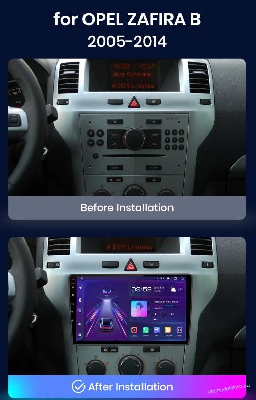 Android 13 GPS navigace pro vozy Opel Zafira B Astra H 2005-2014 Carplay