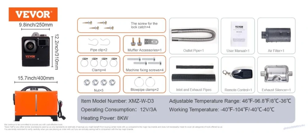 Nezávislé topení Car Heater 12V 5KW s BT