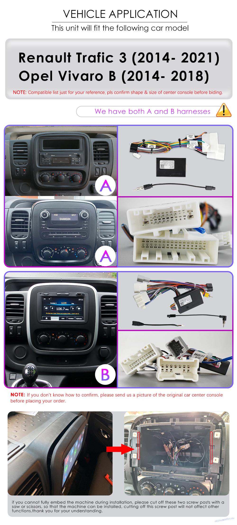 Autorádio Carplay Android 13 pro Renault Trafic 3 Opel Vivaro B Multimediální přehrávač s navigací GPS RDS