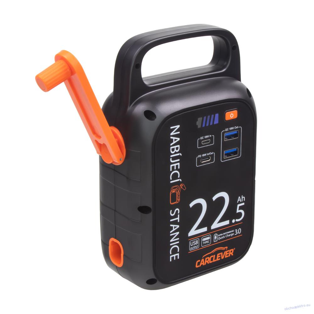 Přenosná nabíjecí stanice s dynamem Carclever, Li-Ion 22.500mAh, 83,25Wh