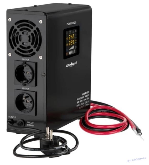 Zdroj záložní REBEL POWER-500 12V/230V 500VA 300W nástěnný