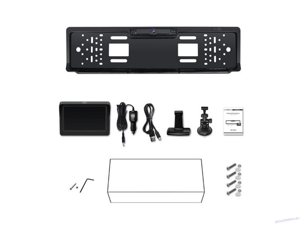 SET bezdrátový digitální kamerový systém s kamerou v SPZ se solárním napájením a monitorem 4,3"