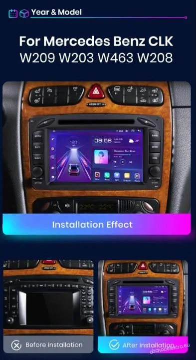 Mercedes Benz Android 12 GPS navigace W203 W209 W163 32GB