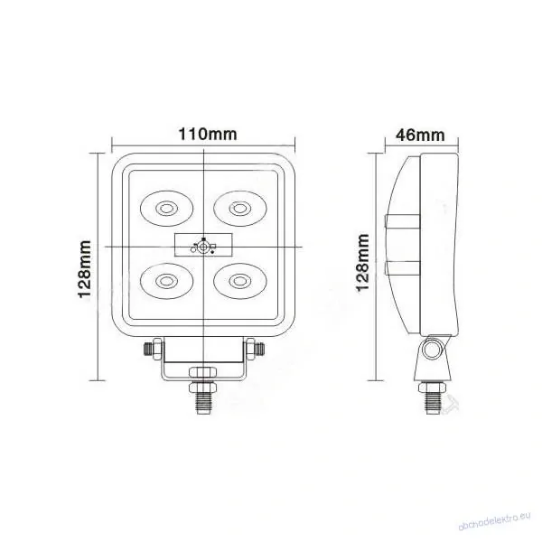 LED světlo čtvercové, 5x3W, 128x110mm