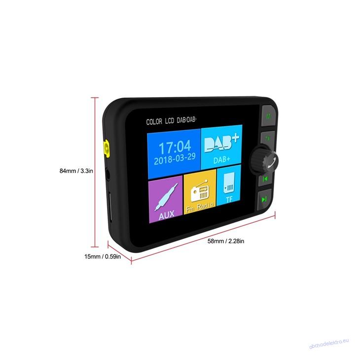 DAB přijímač / Bluetooth HF + přehrávač / micro SD / FM modulátor