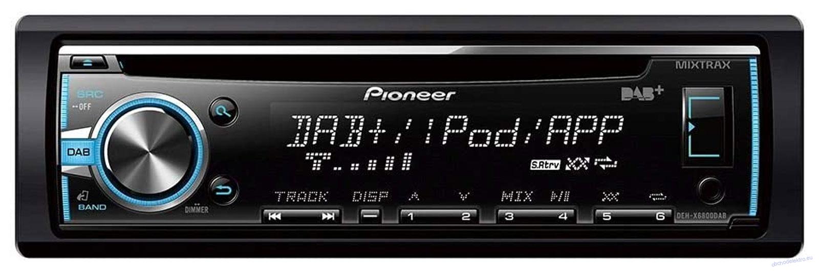 Pioneer DEH-X6800DAB - autorádio s CD/MP3 přehrávačem, DAB, USB, iPodem a AUX-IN
