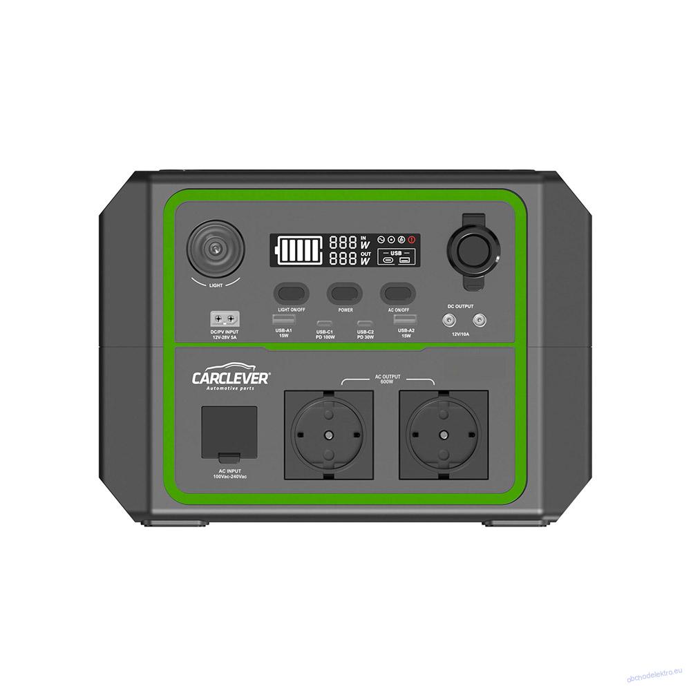 Nabíjecí stanice CARCLEVER - powerbanka, 336 Wh, AC-600W