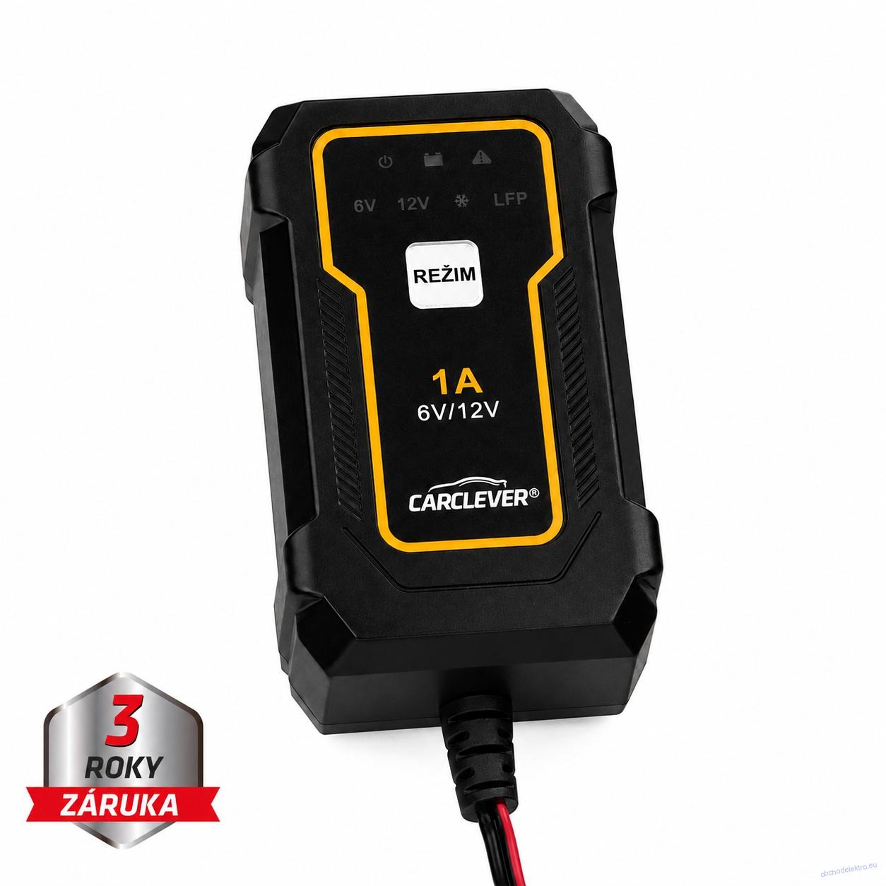 Kompaktní autonabíječka CARCLEVER 6V/1A & 12V/1A + 12V LifePO4