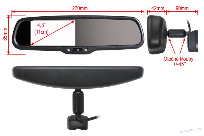 AK2-043WI-35 monitor v zrcátku s Wifi přenosem