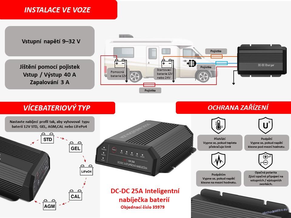 DC-DC 25A Inteligentní nabíječka baterií