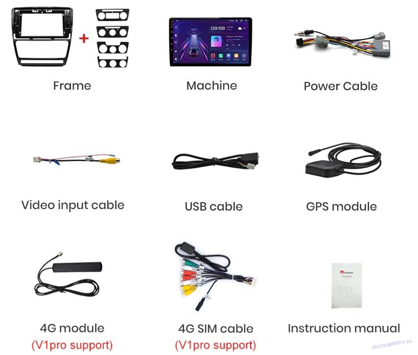 Autorádio pro Škoda Octavia II 2007-2014 s 10,1" LCD, Android 10.0, WI-FI, GPS, 4GB+64GB