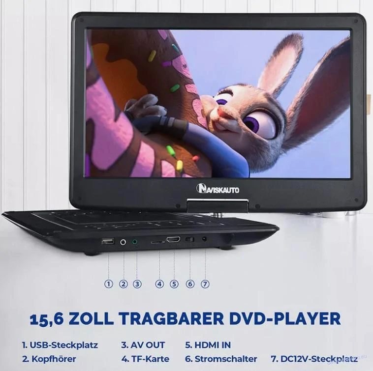 Přenosný DVD přehrávač s HD otočnou obrazovkou, HDMI USB
