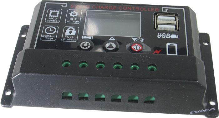 Solární regulátor PWM BL915C 36-48-60V/30A+USB pro různé baterie (G912A)