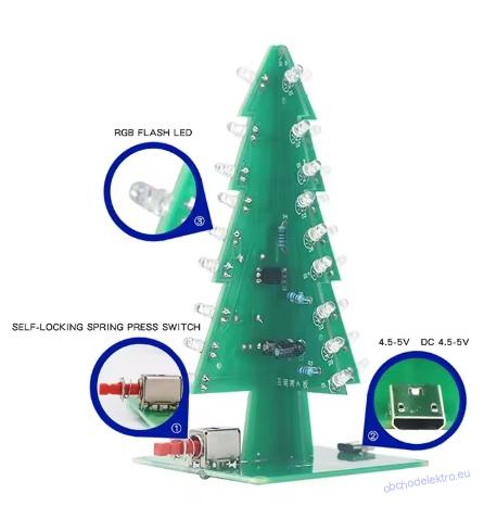 3D vánoční stromeček LED, STAVEBNICE