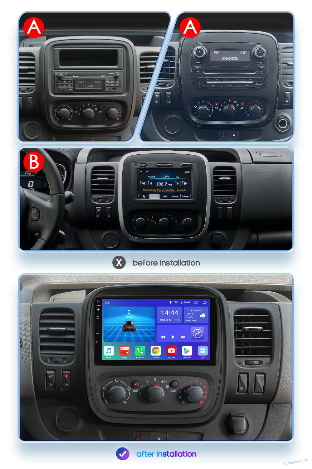 Autorádio Carplay Android 13 pro Renault Trafic 3 Opel Vivaro B Multimediální přehrávač s navigací GPS RDS