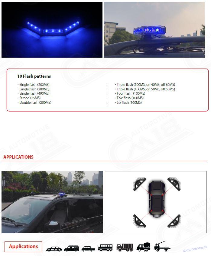 PROFI výstražné LED světlo vnější, červené, 12-24V, ECE R10