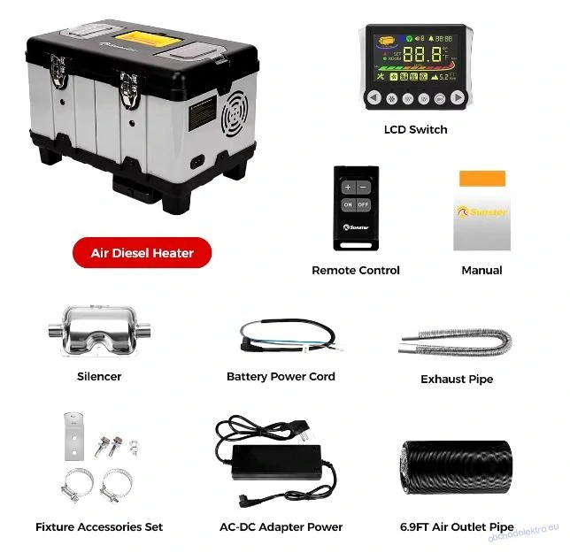 Sunster 12V/24V/220V 5-8KW Přenosné All In One Diesel Topení