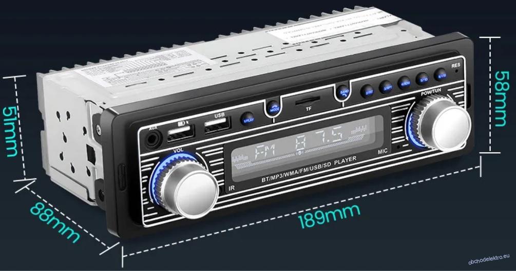 1DIN RETRO autorádio s USB BT AUX