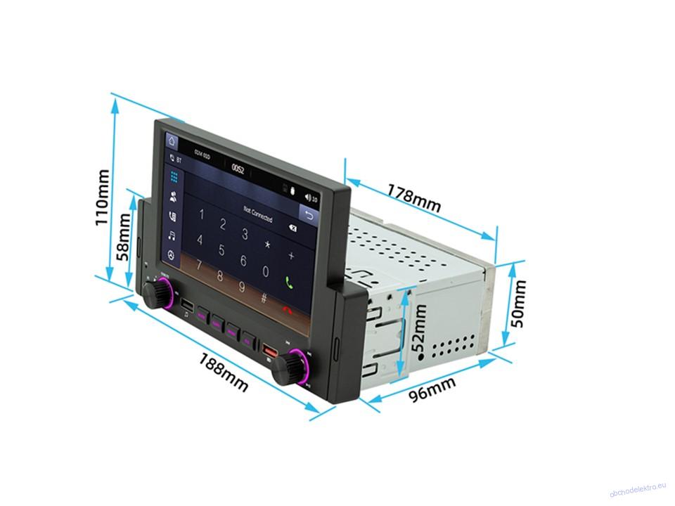 1DIN autorádio s 6,2" LCD/3x USB/Blutooth/CarPlay/AndroidAuto/Mirrorlink