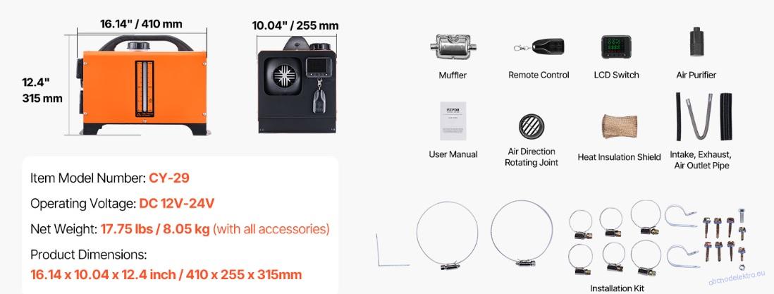 Přenosné All In One Diesel Topení s LCD 5KW
