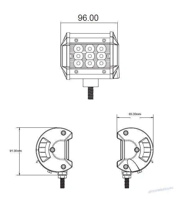 LED světlo, 9x3W, 96mm, ECE R10