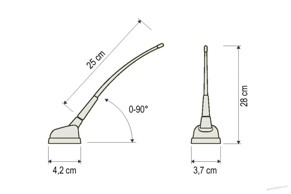 AM-FM / DAB univerzální střešní anténa, ohebný prut, kabel 1,5m