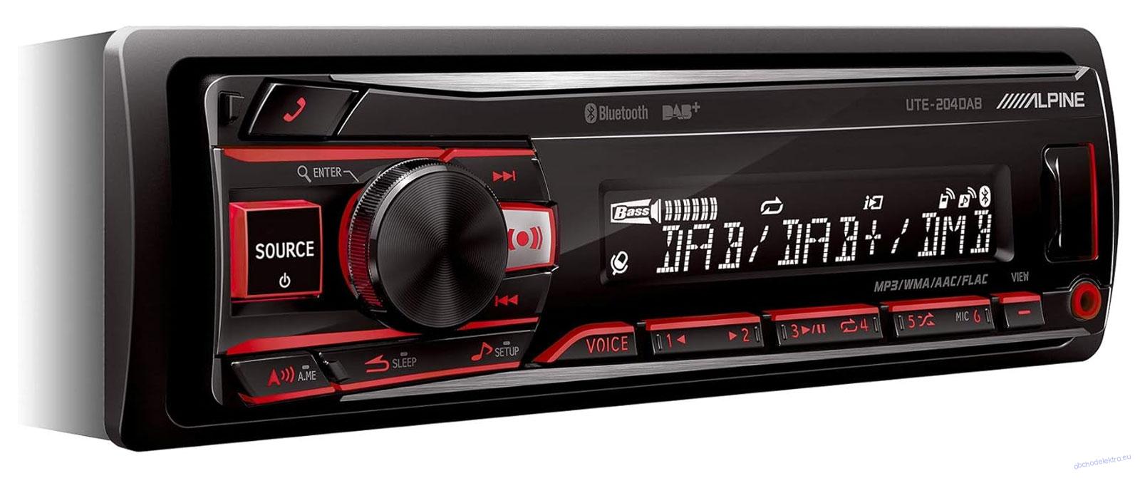 Alpine UTE-204DAB - MP3 autorádio s DAB / Bluetooth / USB / iPod / Aux-In