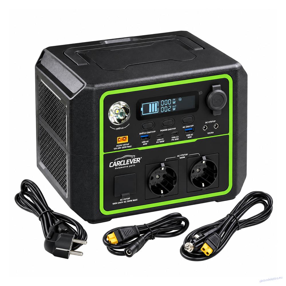 Nabíjecí stanice CARCLEVER - powerbanka, 336 Wh, AC-600W