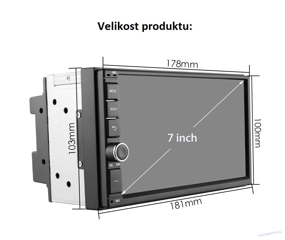 2DIN Navigace Android 12 2GB/32G WiFi BT USB