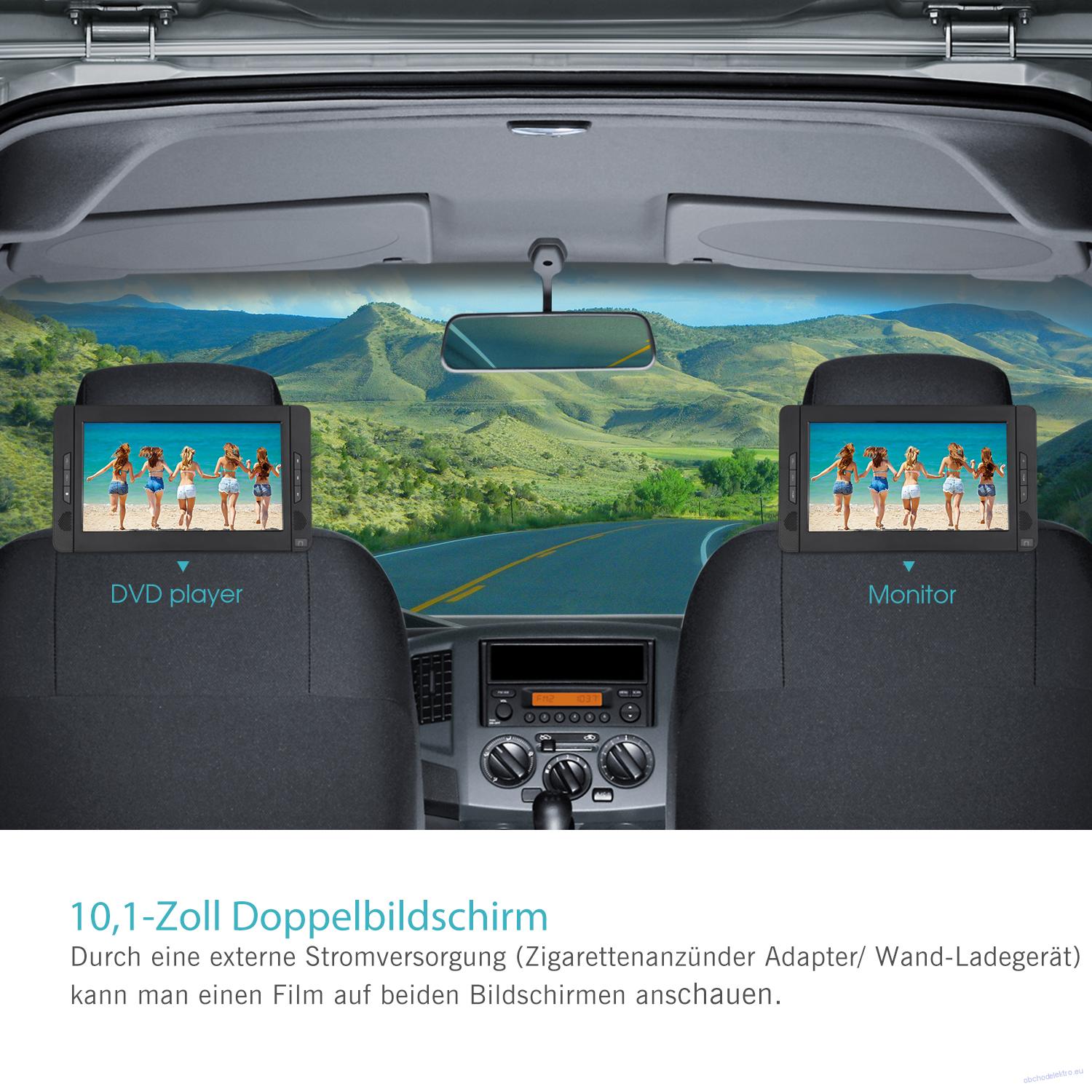 Set LCD monitorů 2x10" USB/SD/DVD