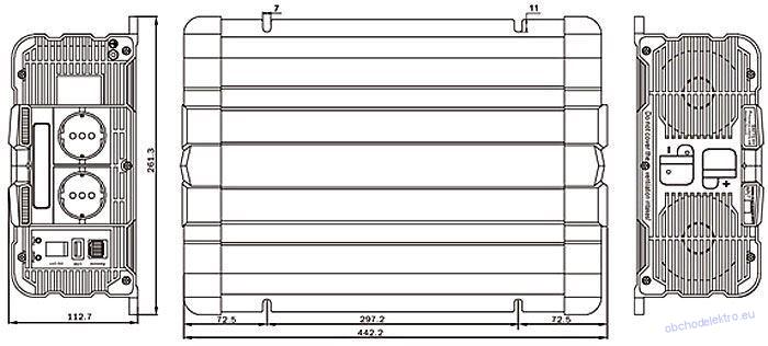 Měnič napětí 12V/230V 2000W, FS2000, čistá sinusovka, D.O. bezdrátové