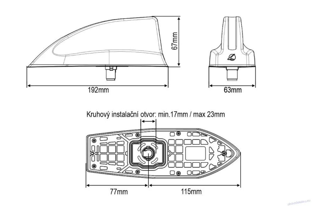 Calearo SHARK3 QUAD AM/FM/DAB/GNSS/GSM/UMTS/LTE střešní anténa se zesilovačem