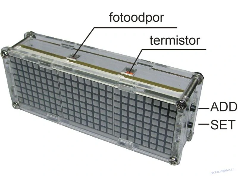 Digitální hodiny LED matrix s teploměrem - zelené, STAVEBNICE