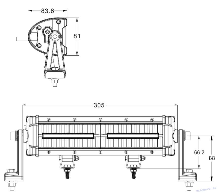 LED světlo s pozičním světlem, 20x3W, 305mm, ECE R10