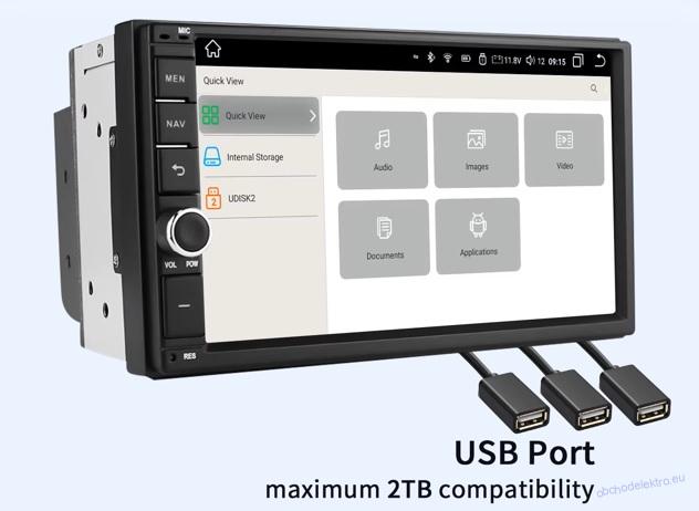 2DIN Navigace Android 12 4GB/64G Android Auto + Carplay