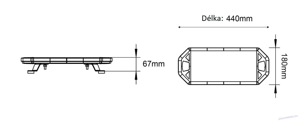 LED rampa 440mm, oranžovo bílá, magnet 10-30V, ECE R65